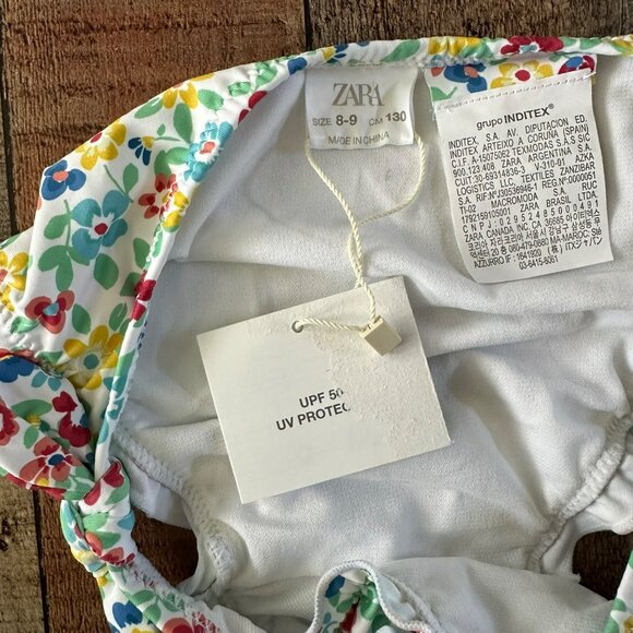 Zara Kids Floral Bikini Bottoms Size 8-9 UPF 50+ With Side Ties & Ruffles - Picture 6 of 6